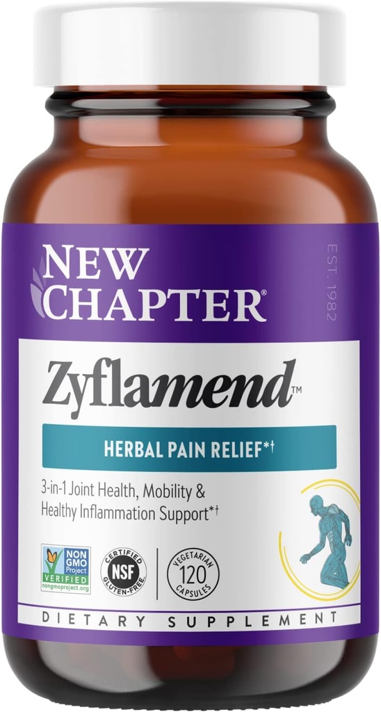 New Chapter Zyflamend™ Joint Supplement & Herbal Pain Relief – 10-in-1 Superfood Blend with Turmeric, Ginger & Green Tea - for Healthy Inflammation Response, Mobility & Flexibility, 120 Capsules
