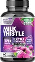 Milk Thistle Supplement 1000mg Equivalent - Liver Health Support with Dandelion Root & Silymarin Marianum, 9:1 Extract Liver Cleanse Detox & Repair - Nature's Milk Thistle Supplements - 60 Capsules
