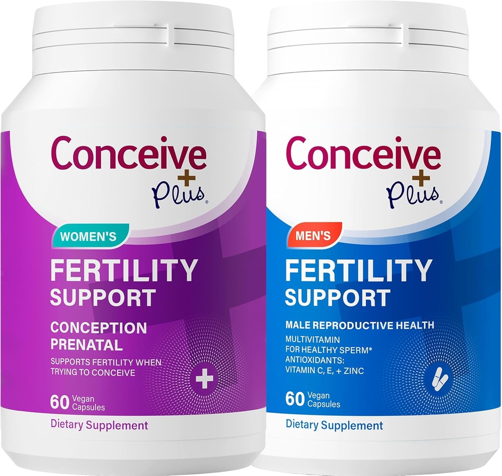 CONCEIVE PLUS Fertility Supplements for Women & Men | 30-Day Supply Fertility Support Bundle | Premium Fertility Vitamins for Male and Female Conception | 2 x 60 Soft Capsules