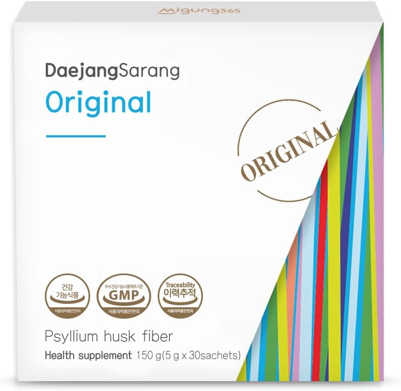 Gut Relief (30 Sticks) - Psyllium Husk 8,500mg, Daejang Sarang Original. Dietary Fiber Supplement for Digestive Health & Constipation, Bloating Relief.