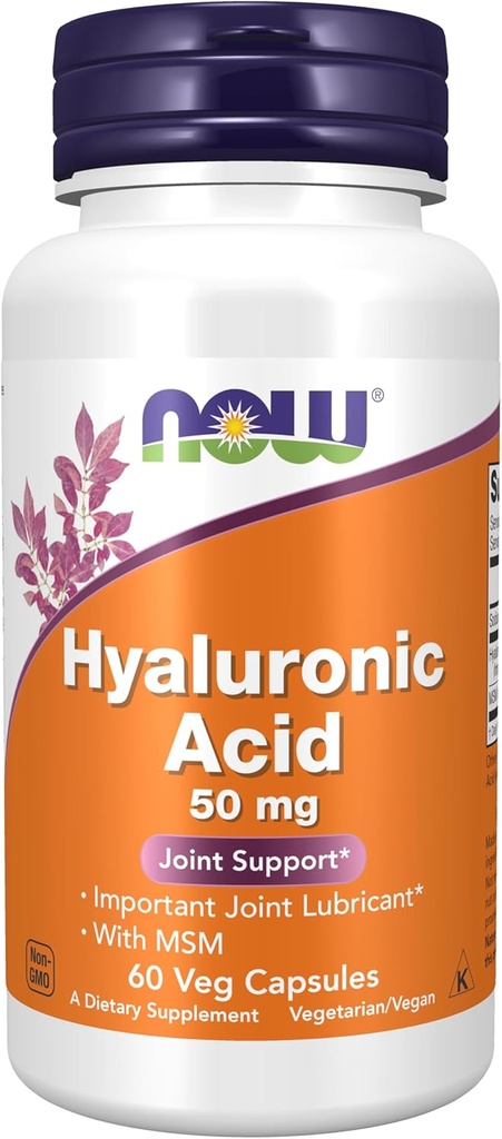 NOW Supplements, Hyaluronic Acid 50 mg with MSM, Joint Support*, 60 Veg Capsules