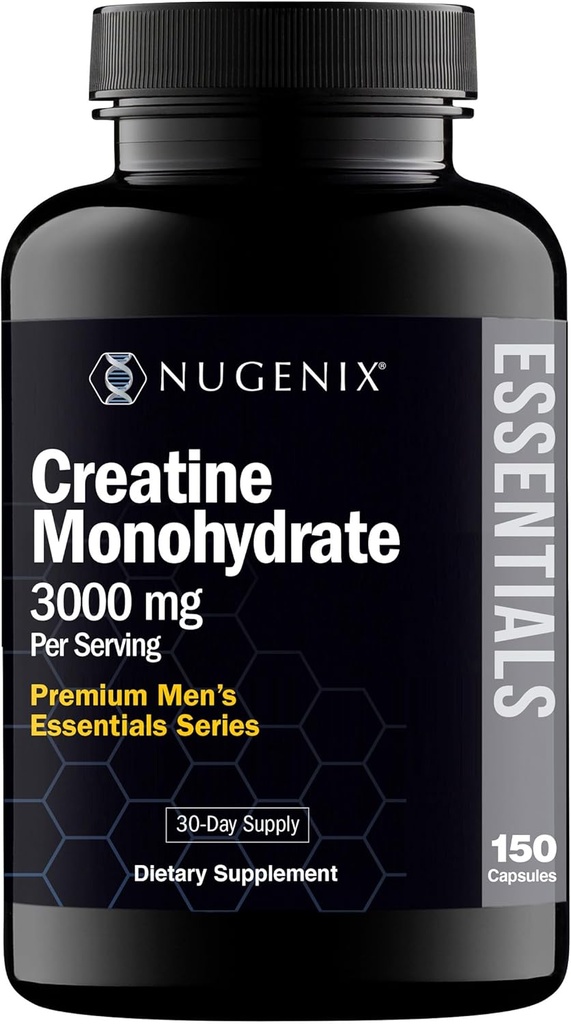 Nugenix Essentials Premium Creatine Monohydrate Pills Supplement, 3000mg, 150 Capsules