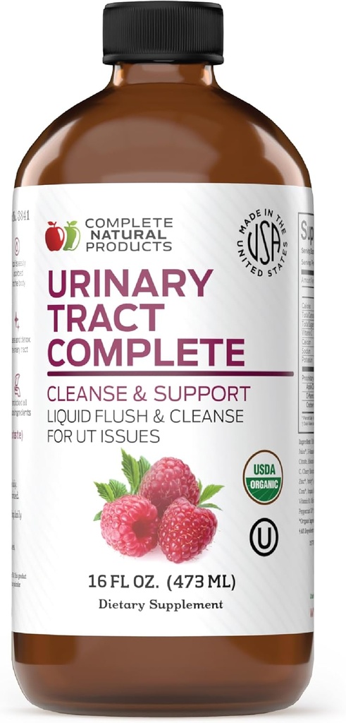 Complete Natural Urinary Tract Complete 12oz - Liquid Supplement for Urinary Tract Health with Organic Cranberry, D-Mannose, Beet Root, Fennel Seed, and Turmeric