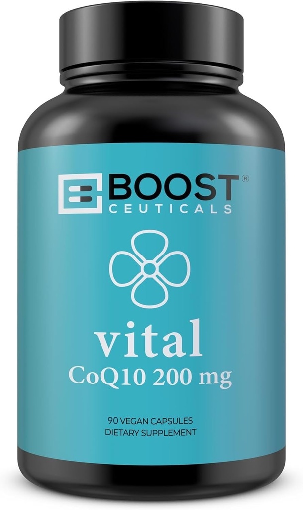BoostCeuticals CoQ10 Vegan High Absorption 200mg Supplement – Premium Pure Non GMO No Stearates Gluten Free - Clean Pure Coq10-90 Capsules