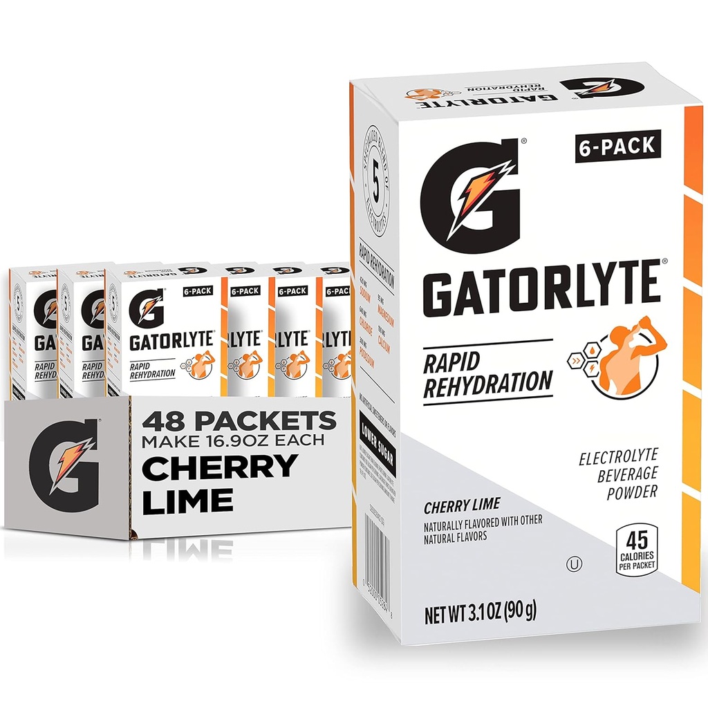 Gatorlyte Powder, Cherry Lime, Makes 16.9 Fl Oz (Pack of 48)