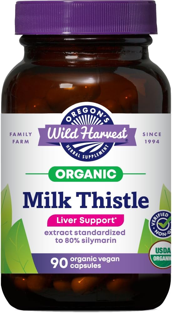Oregon's Wild Harvest Certified Organic Milk Thistle USDA Certified Organic Herbal Supplement, 90 Count