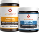 ACTIVATEDYOU Morning Complete Prebiotics, Probiotics, Green Superfoods (Citrus Medley) + Essential Skin Food Collagen, Elastin Support, 30 Servings