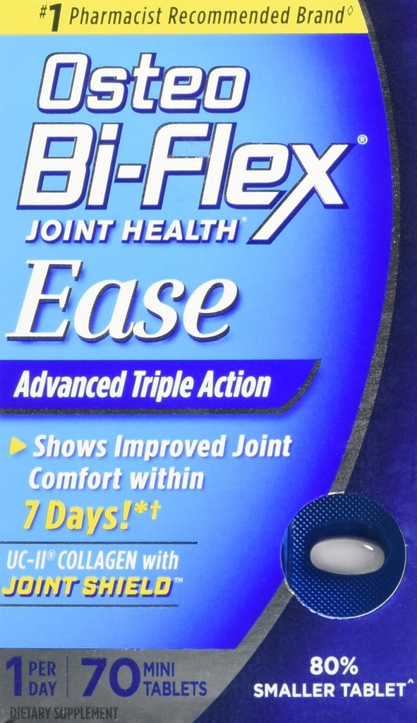 Osteo Bi-Flex Joint Health Ease Mini Tabs a Day Advanced Triple Action UC-II Collagen Formula 70 Count (Pack of 1)