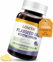 LOVITA Vegan Flaxseed Oil 1500mg with 900mg ALA Omega-3 6 9, Cold-Pressed Flax Seed Supplement, Support Heart, Brain, Joint & Skin Health, Non-GMO & Gluten Free, 180 Softgels