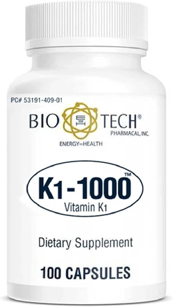 K1-1000 (Vitamin K1) 100 Capsules - 3 Pack - Bio-Tech Pharmacal