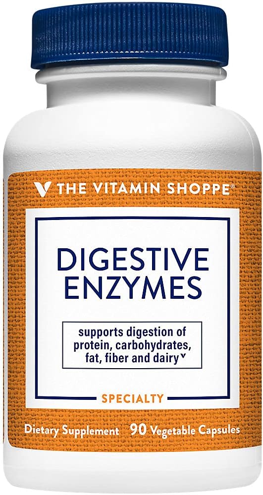 The Vitamin Shoppe Digestive Enzymes - Complete Digestive Support & Bloating Relief | Plant-Based Multi-Enzyme | 90 Veggie Caps | Vegan