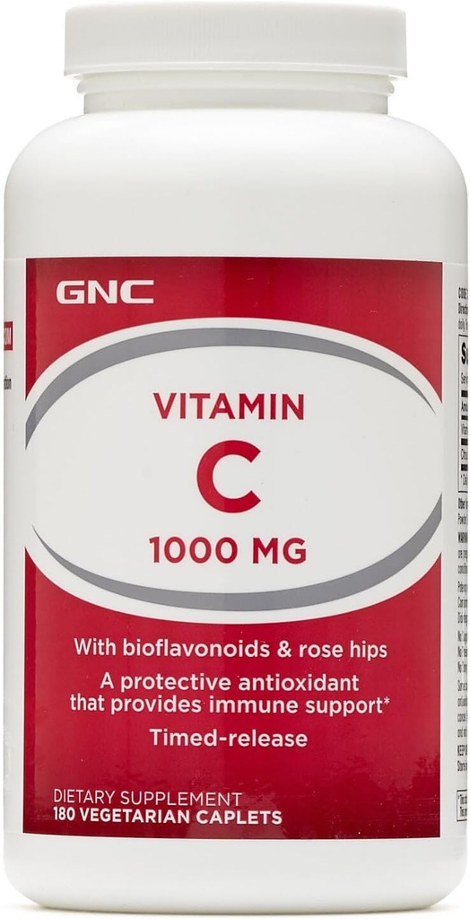 GNC Vitamin C 1000 with Bioflavonoids and Rose Hips Timed Release 180 Tablets
