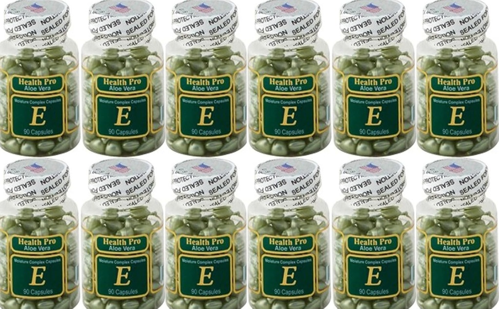 Nu-Health Aloe Vera Moisture Complex Vitamin E Oil for Skin | 90 Capsules Topical Serum for Hydrated Silky Skin | Pack of 24