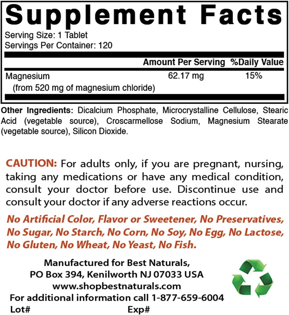 Magnesium Chloride 520 mg & Quercetin 1000 mg