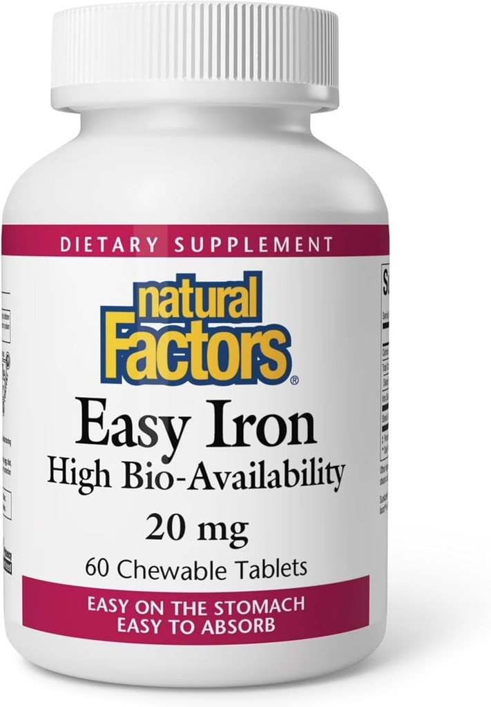 Natural factors Easy Iron chewables 20mg 60 tabs (Multi-Pack)