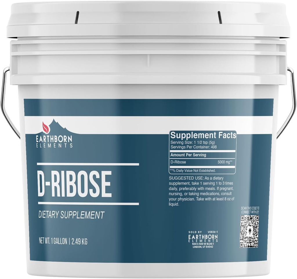 Earthborn Elements D-Ribose 1 Gallon, Pure & Undiluted, Dietary Supplement