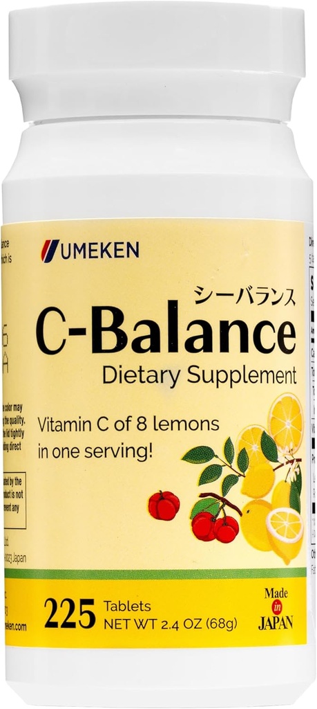 Umeken C-Balance Vitamin C Chewables, Acerola & Lemon Extract, High Potency Immune Support for Adults and Children, 68g (45-Day Supply, 1 Pack)