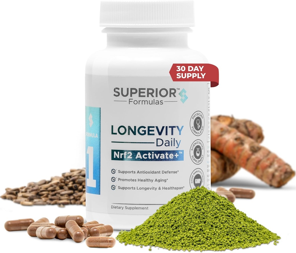 Superior Formulas Nrf2 Activator Supplement – Antioxidant Support for Cellular Health, Healthspan, and Longevity – Helps Reduce Oxidative Stress – 60 Capsules – Made in USA, Non-GMO
