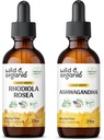 Wild & Organic Rhodiola Rosea Tincture 2 fl oz & Ashwagandha Tincture 2 fl oz