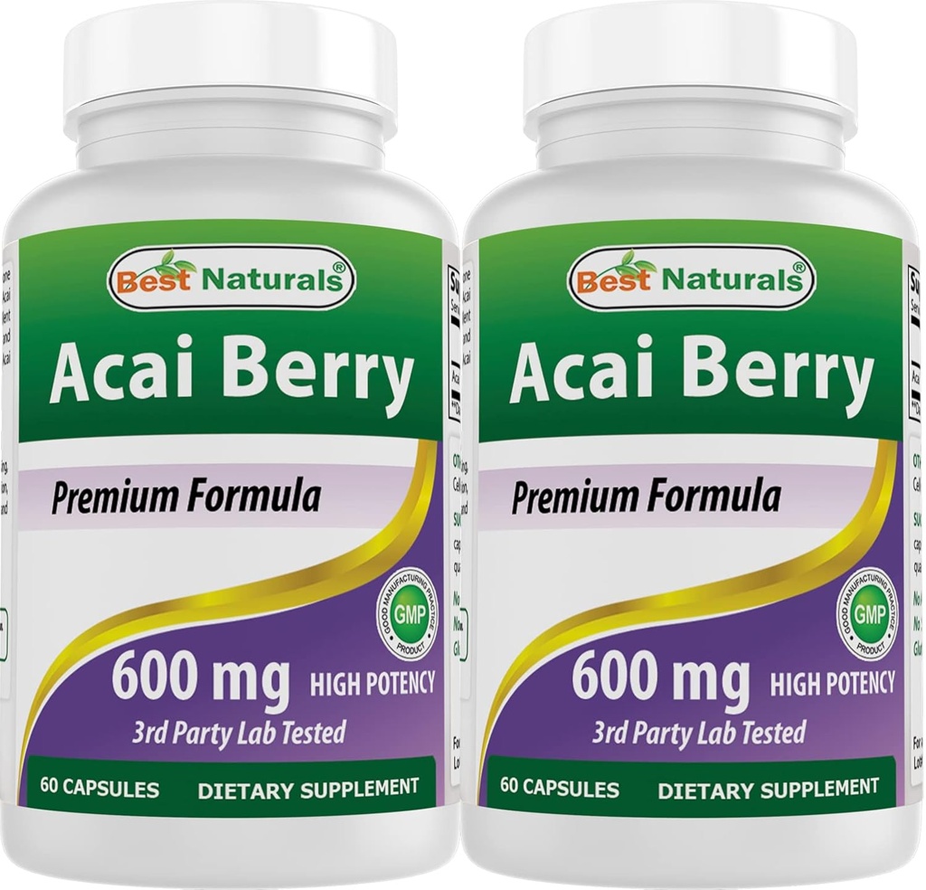 Best Naturals Acai Berry 600 mg 60 Capsules (60 Count (Pack of 2))