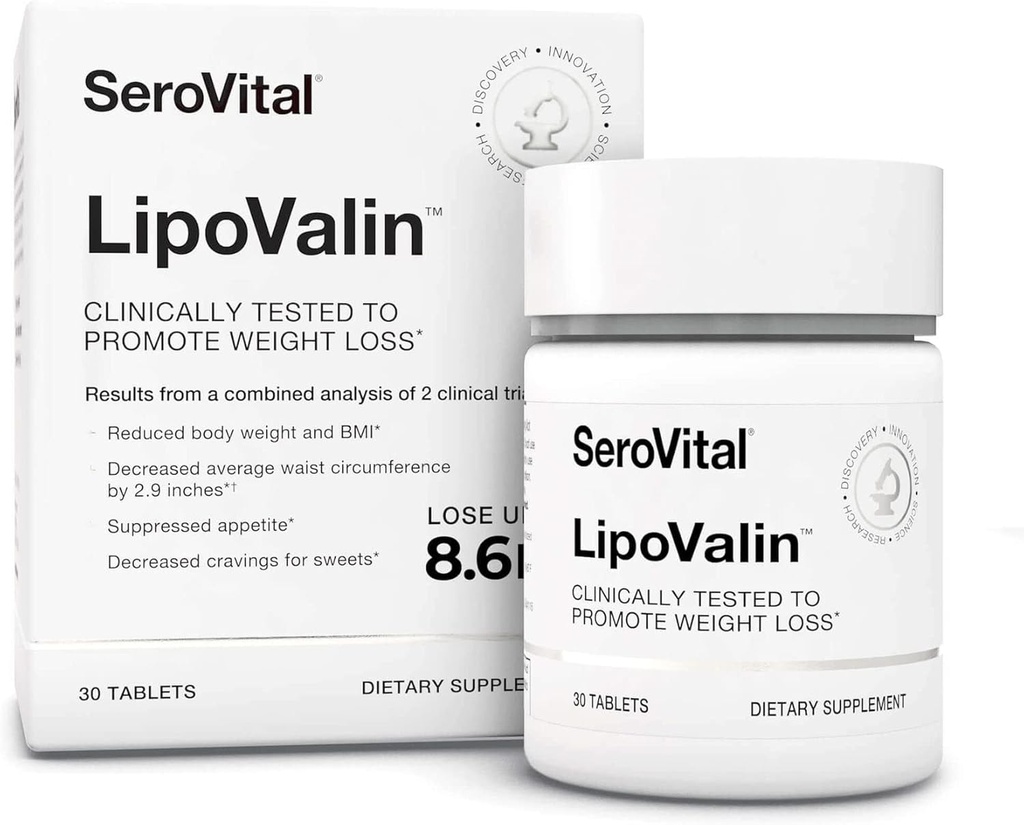 Serovital LipoValin Clinically Validated Weight Loss Pills for Women – Diet Pill, Appetite Suppressant, Stimulant-Free Weight Loss Supplement - 30 Count