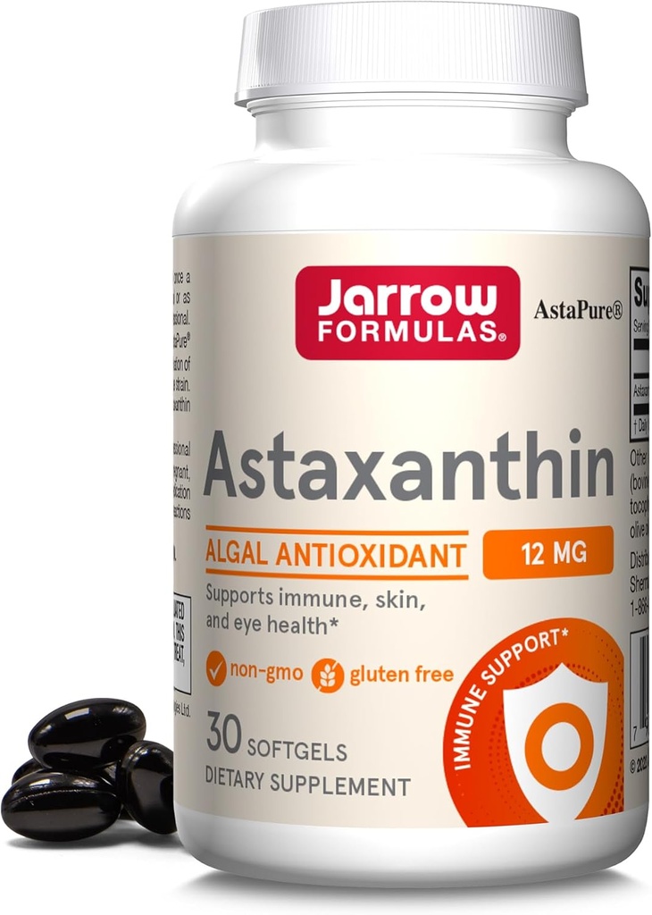 Jarrow Formulas® Astaxanthin 12 mg, Dietary Supplement, Antioxidant Support for Immune and Eye Health, 30 Softgels, 30 Day Supply