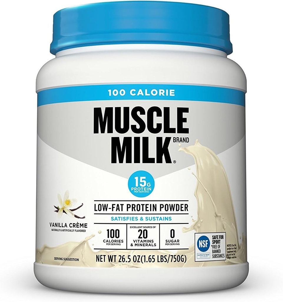 Muscle Milk ZERO, 100 Calorie Protein Powder, Vanilla, 15g Protein, 1.65 Pound, 25 Servings
