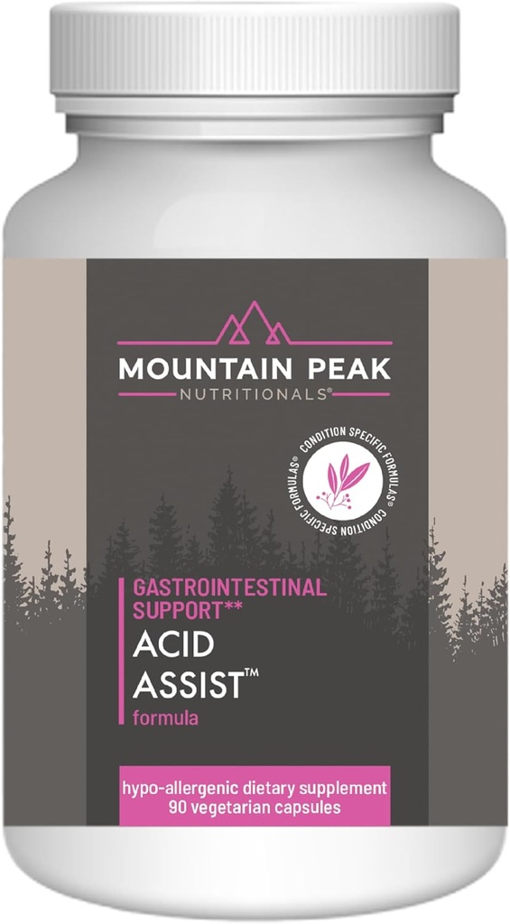 Mountain Peak Nutritionals Acid Assist Formula - Gastrointestinal Support Supplement - Helps with Symptoms of Occasional Heartburn & Stomach Acid - Hypoallergenic Dietary Supplement (90 Capsules)