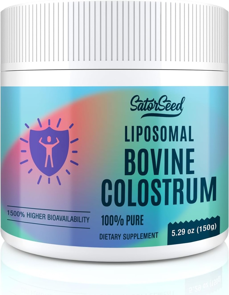 Liposomal Bovine Colostrum Powder Supplement 100% Pure Colostrum, 1500% Higher Bioavailability for Immune and Gut Health (60 Servings)
