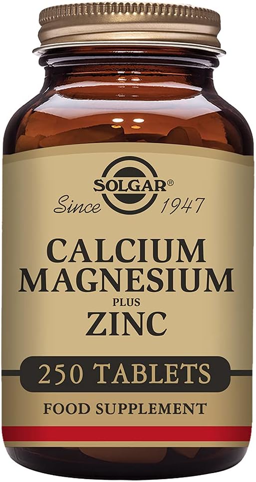 Solgar Calcium Magnesium Plus Zinc, 250 Tablets - Promotes Healthy Bones and Teeth - Supports Nerve & Muscle Function - Non GMO, Vegan, Gluten Free, Dairy Free, Kosher, Halal - 83 Servings