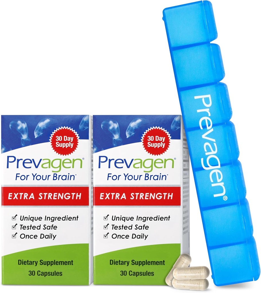 Prevagen Extra Strength - 30 Capsules |2 Pack| Formulated for Your Brain | 20mg of Apoaequorin Plus Vitamin D3 with 7-Day Pill Minder
