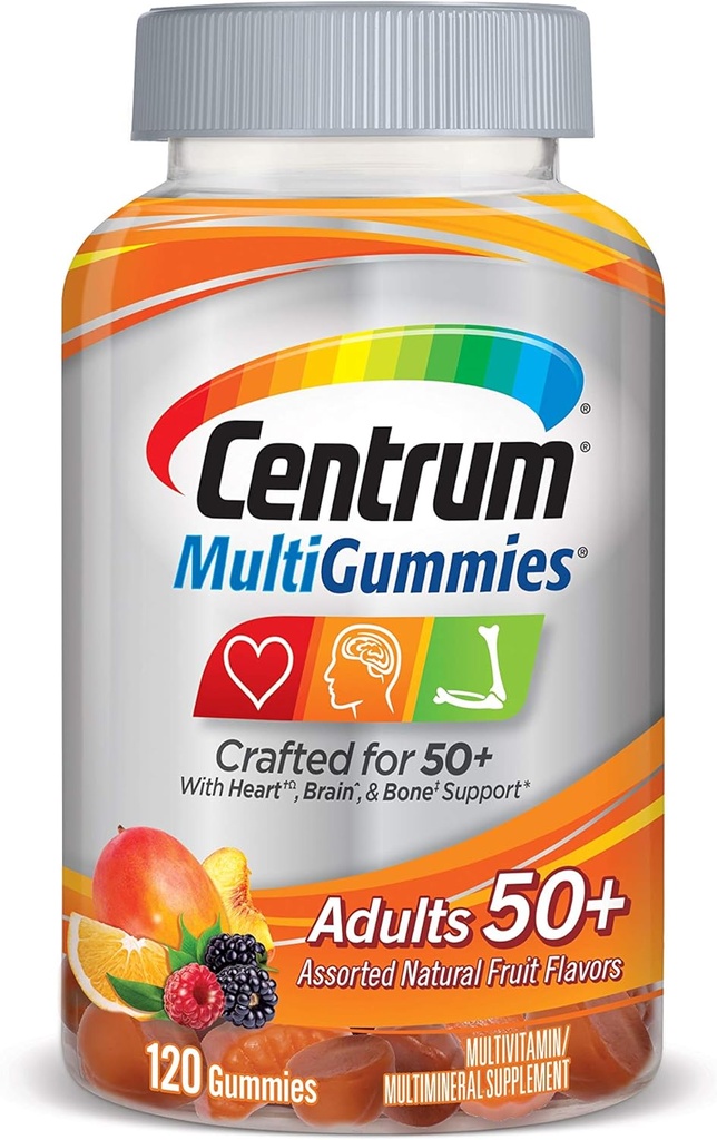 Centrum Multivitamin Gummy for Adults 50 Plus, Assorted Flavor, Fruit, 120 Count