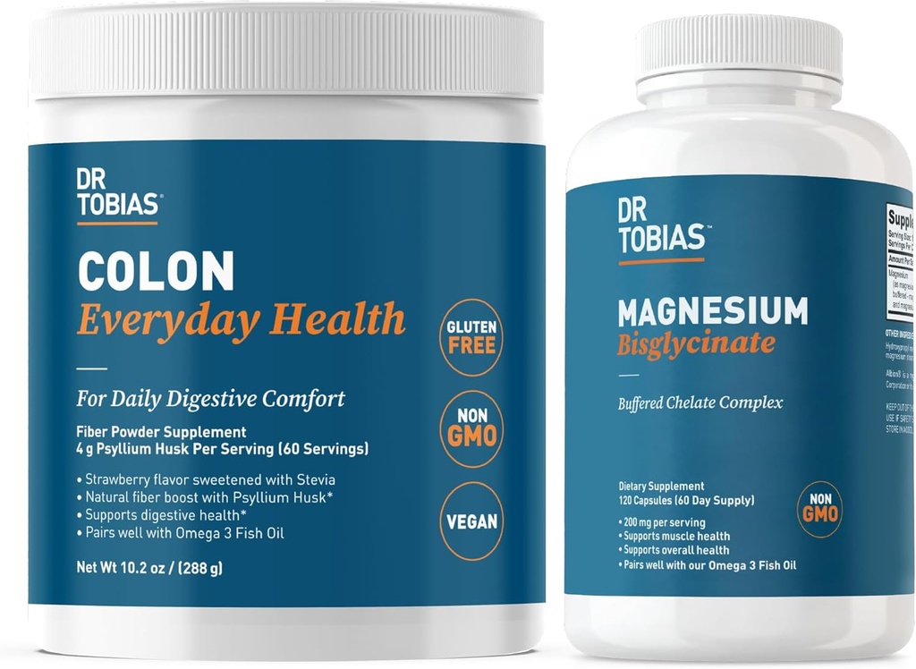Dr. Tobias Colon Everyday Health & Magnesium Bisglycinate - Digestive Comfort and Support for Muscle & Bone Health, Vegan, Non-GMO