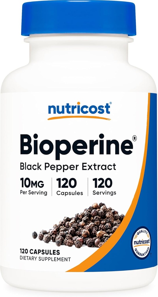 Nutricost Bioperine (Black Pepper Extract), 10mg Per Serving, 120 Capsules - Gluten-Free