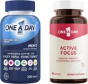 One A Day Bundle - One A Day Multivitamin for Men 200 Count Tablets and One A Day Active Focus Supplement, 30 Capsules