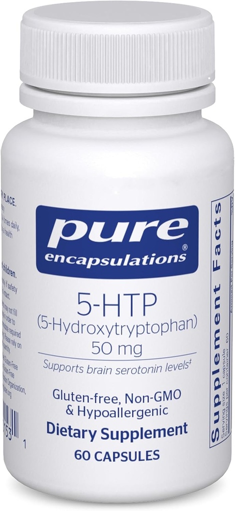 Pure Encapsulations 5-HTP 50 mg | 5-Hydroxytryptophan Supplement for Brain, Sleep, Eating Behavior, and Serotonin Support* | 60 Capsules