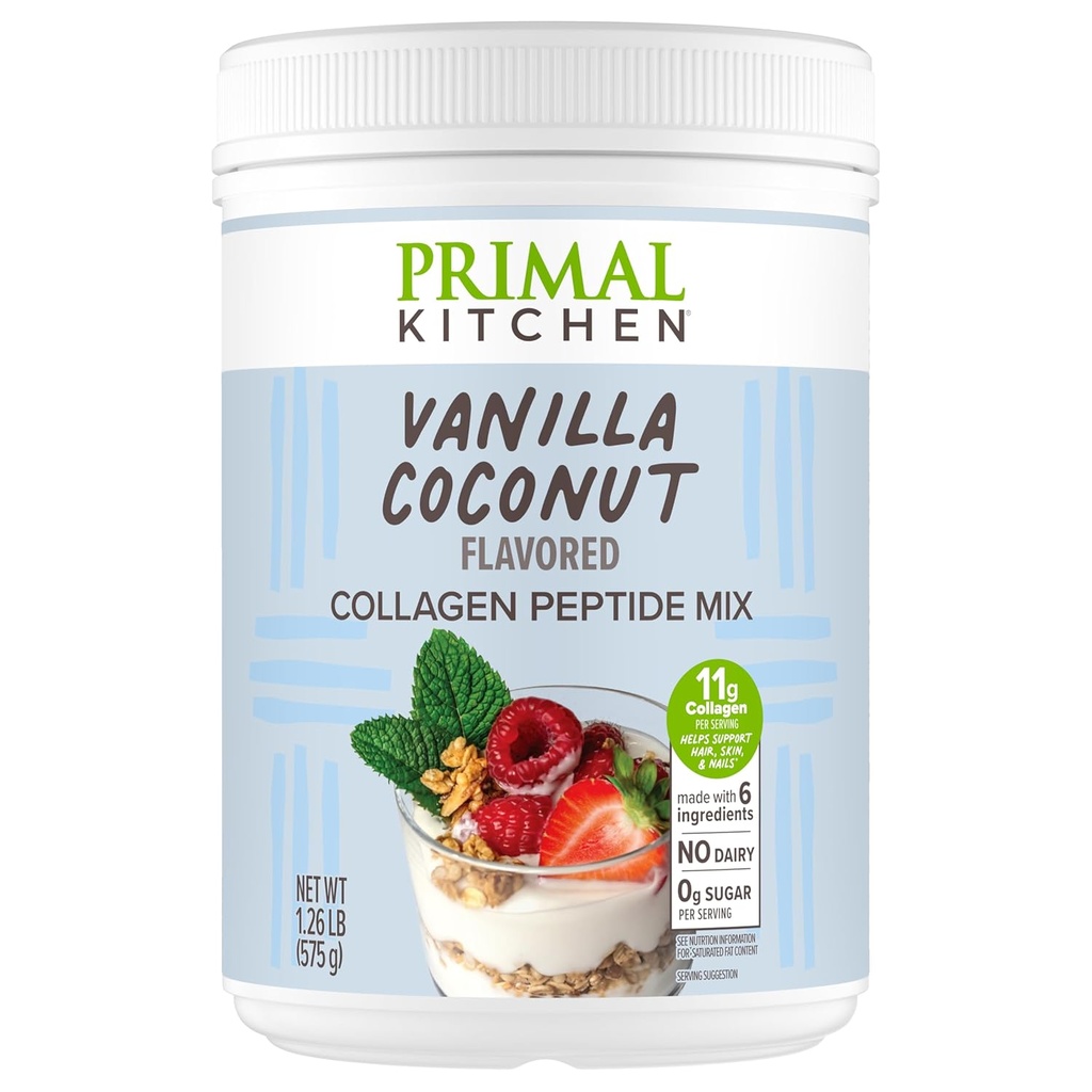 Primal Kitchen Vanilla Collagen Fuel® Drink Mix, Vanilla Coconut Collagen Peptides, No Dairy or Artificial Sweeteners, 20 Ounces