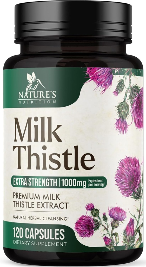 Milk Thistle Extract 1000mg - Liver Cleanse Detox & Repair Formula with Dandelion Extract - Herbal Liver Supplement - Nature's Milk Thistle w/Silymarin Marianum, Supports Liver Health - 120 Capsules