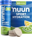 Nuun Sport Electrolyte Tablets with Magnesium, Calcium, Potassium, Chloride & Sodium, Gluten Free & Vegan, Lemon Lime, 8 Pack (80 Servings Total)