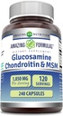 Amazing Formulas Glucosamine Chondroitin & MSM Supplement | 1850 Mg per Serving | 240 Capsules | Non-GMO | Gluten-Free | Made in USA