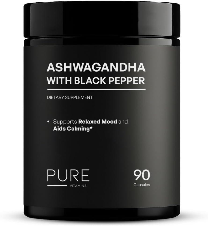 Organic Ashwagandha 1300mg with Black Pepper – Natural Stress Relief & Energy Support – 90 Vegan Capsules – Mood & Adrenal Support Supplement – Non-GMO, Made in USA