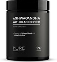 Organic Ashwagandha 1300mg with Black Pepper – Natural Stress Relief & Energy Support – 90 Vegan Capsules – Mood & Adrenal Support Supplement – Non-GMO, Made in USA