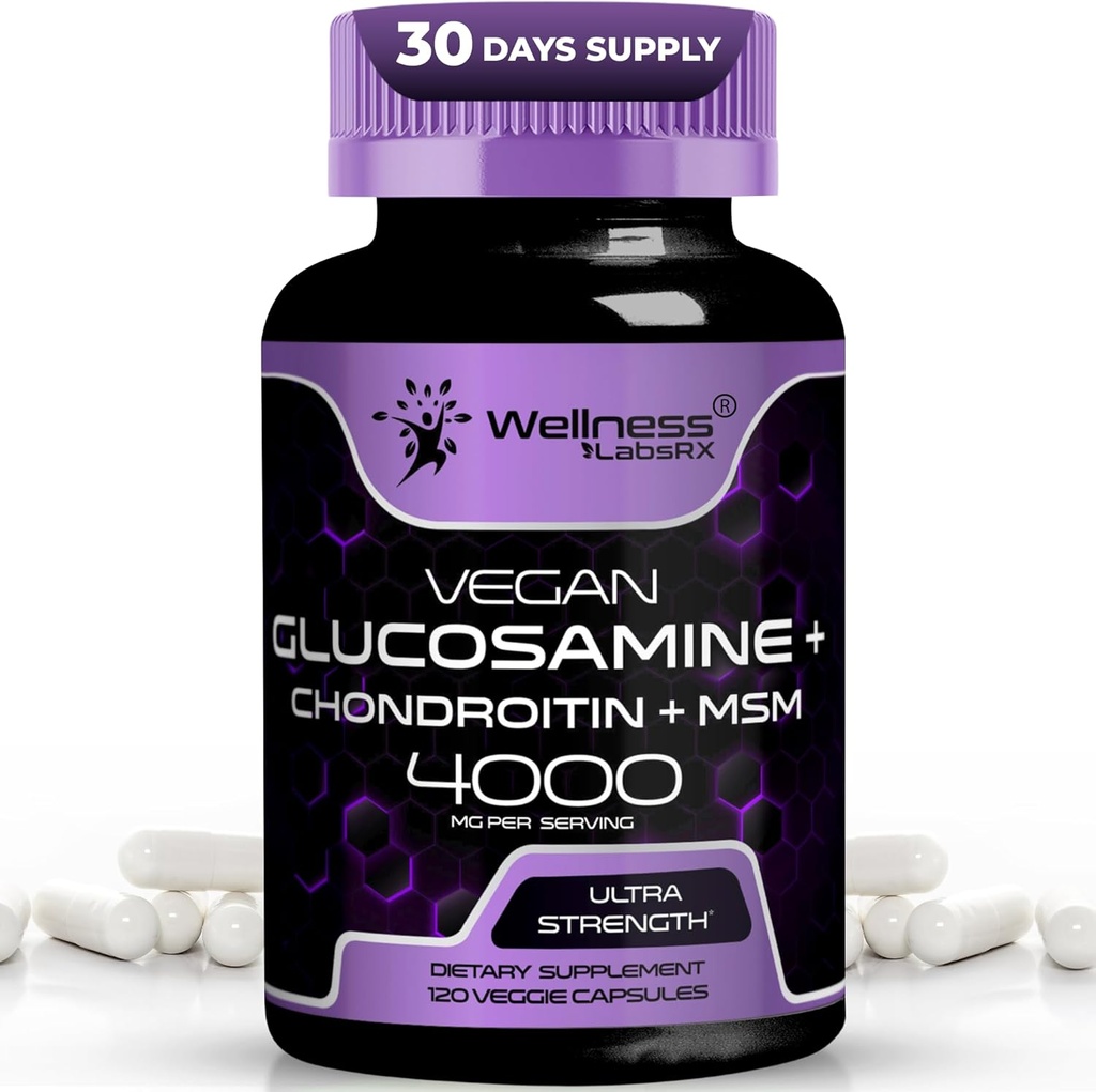 WELLNESS LABSRX Glucosamine Chondroitin MSM - 4000mg - Glucosamine Chondroitin Capsules - 120 Count