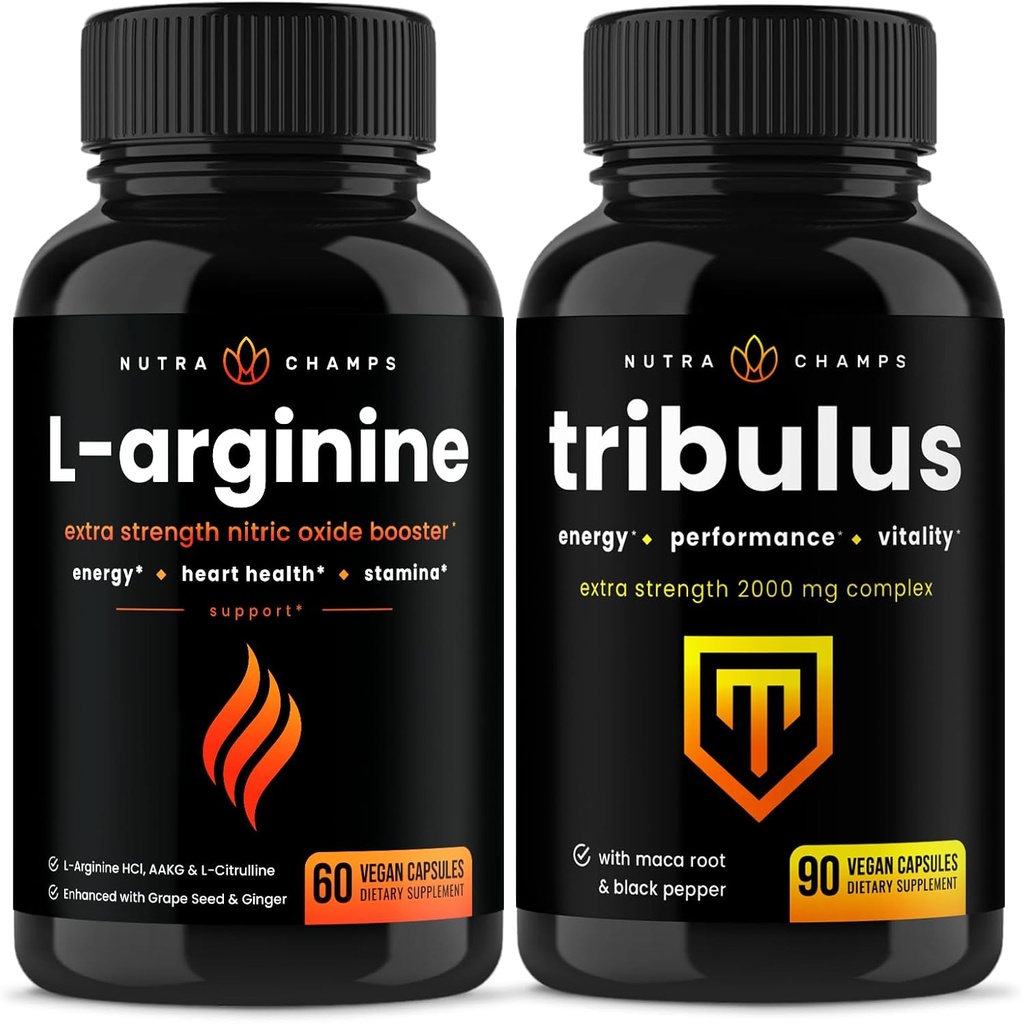 NutraChamps L-Arginine Capsules and Tribulus Capsules 2 Pack Bundle