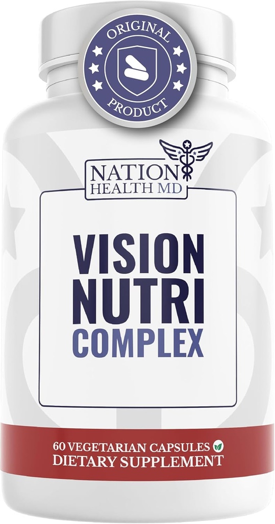 Vision Nutri Complex - Eye Vitamins with Lutein, Bilberry - Eye and Vision Health for Men & Women - 60 Capsules