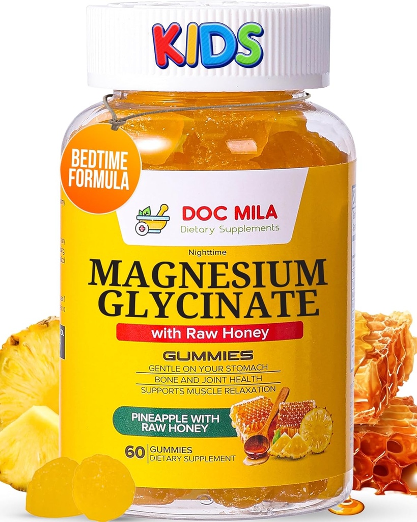 Magnesium Glycinate Gummies 100mg for Kids and Adults - Glicinato de Magnesio
