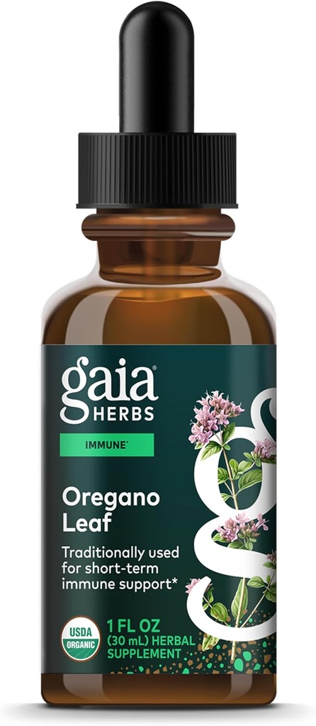 Gaia Herbs Oregano Leaf - Immune Support Herbal Supplement - with Oregano Leaf Extract - Certified Organic - 1 Fl Oz (23 Servings)