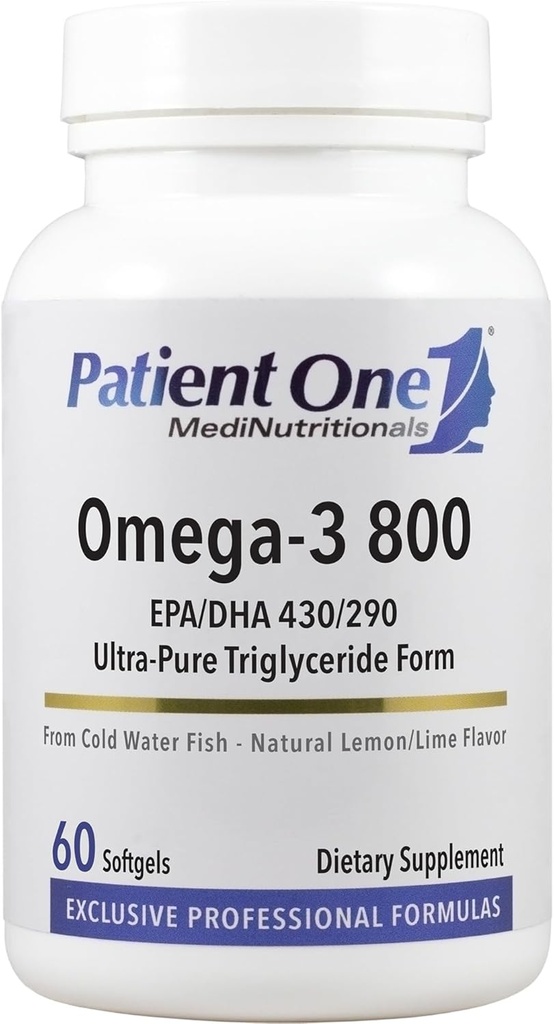 Patient One Omega-3 800 | Supplement to Support Heart, Cognitive and Joint Health* | Omega-3 Fish Oil with EPA and DHA | 60 Softgels