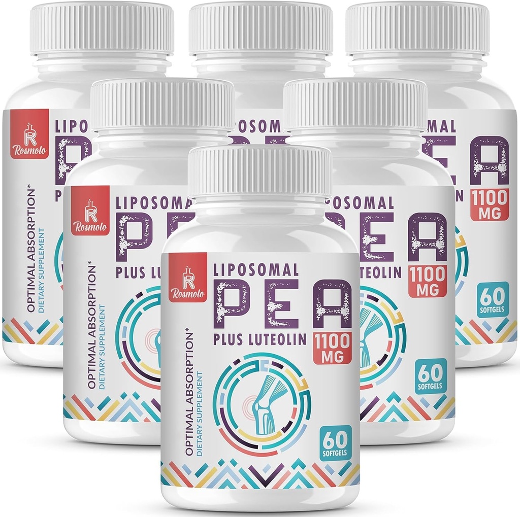 Liposomal Palmitoylethanolamide 1000 mg + Luteolin 100 mg, Micronized Pea 99% Highly Purified - Enhanced Absorption and Bioavailability, 360 Softgels