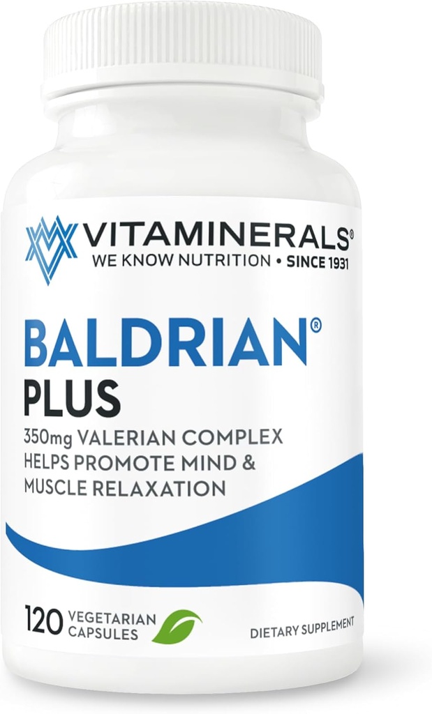 Vitaminerals 33+ Baldrian® Plus Natural Relaxing Support Standardized Valerian Extract (120)